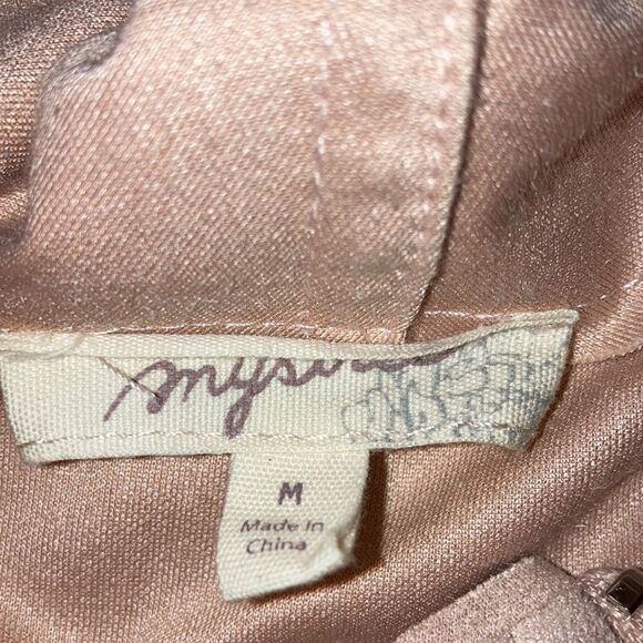 Mystree Size Medium Rose Blush Pink Faux Suede Moto Jacket Wrap - Picture 3 of 3